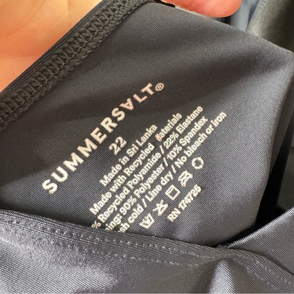 Summersalt Black High Neck Low Back Tie Waist One-piece Swimsuit Sz 22 - Picture 8 of 10